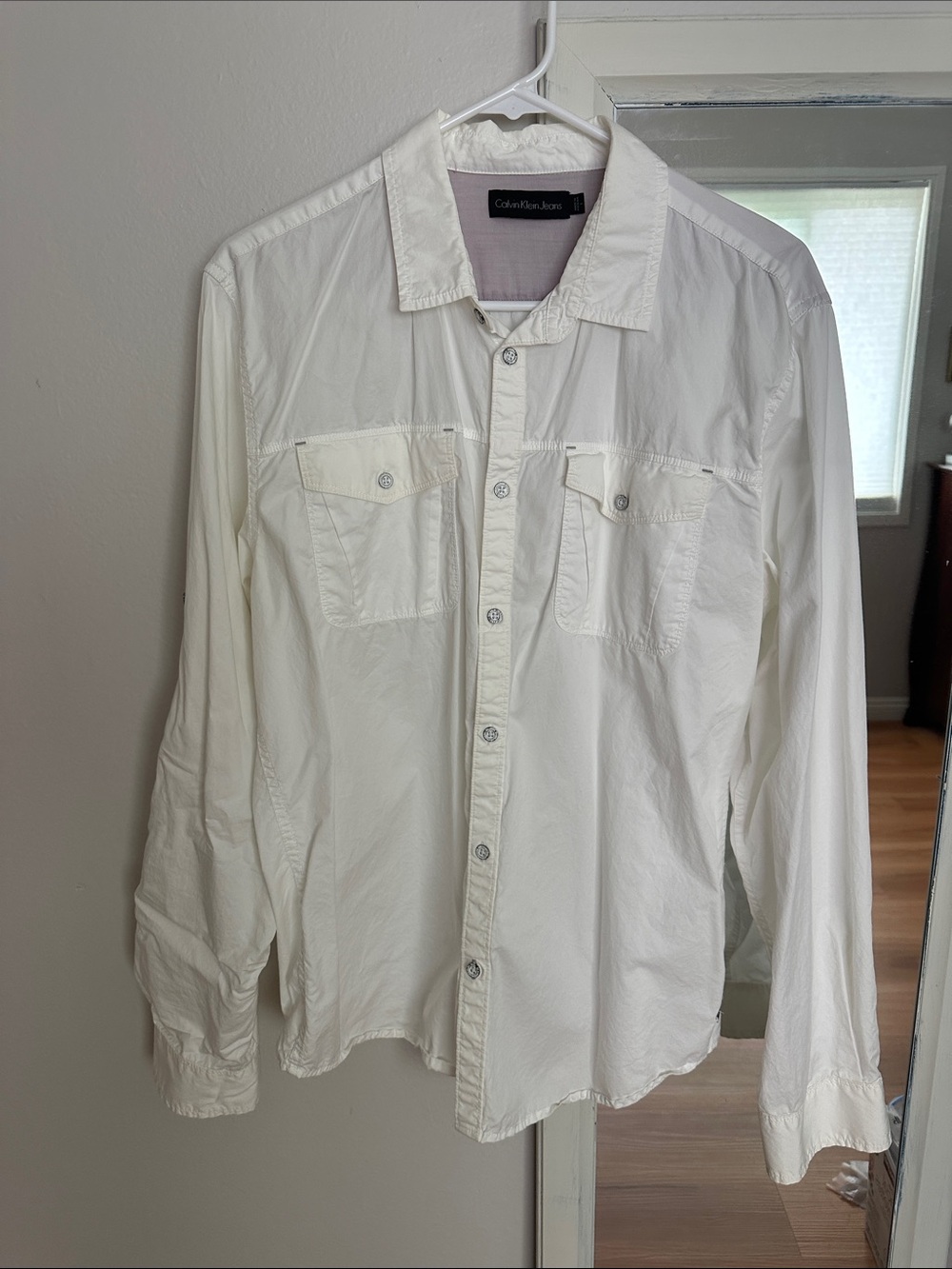 Calvin Klein Jeans Men's White Casual Button-Down Shirt